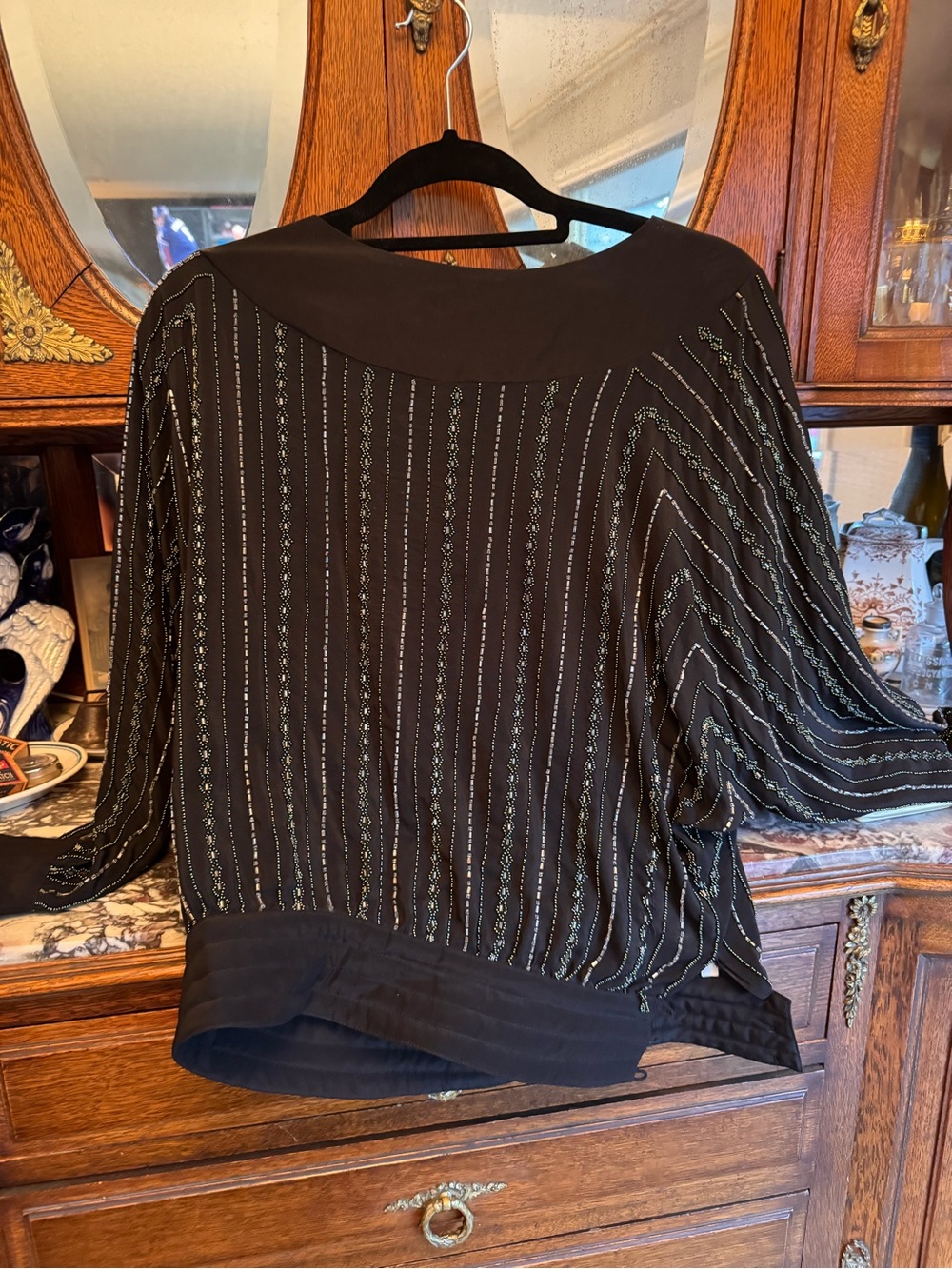 Vintage Argenti Black Beaded Women's Pullover Top
